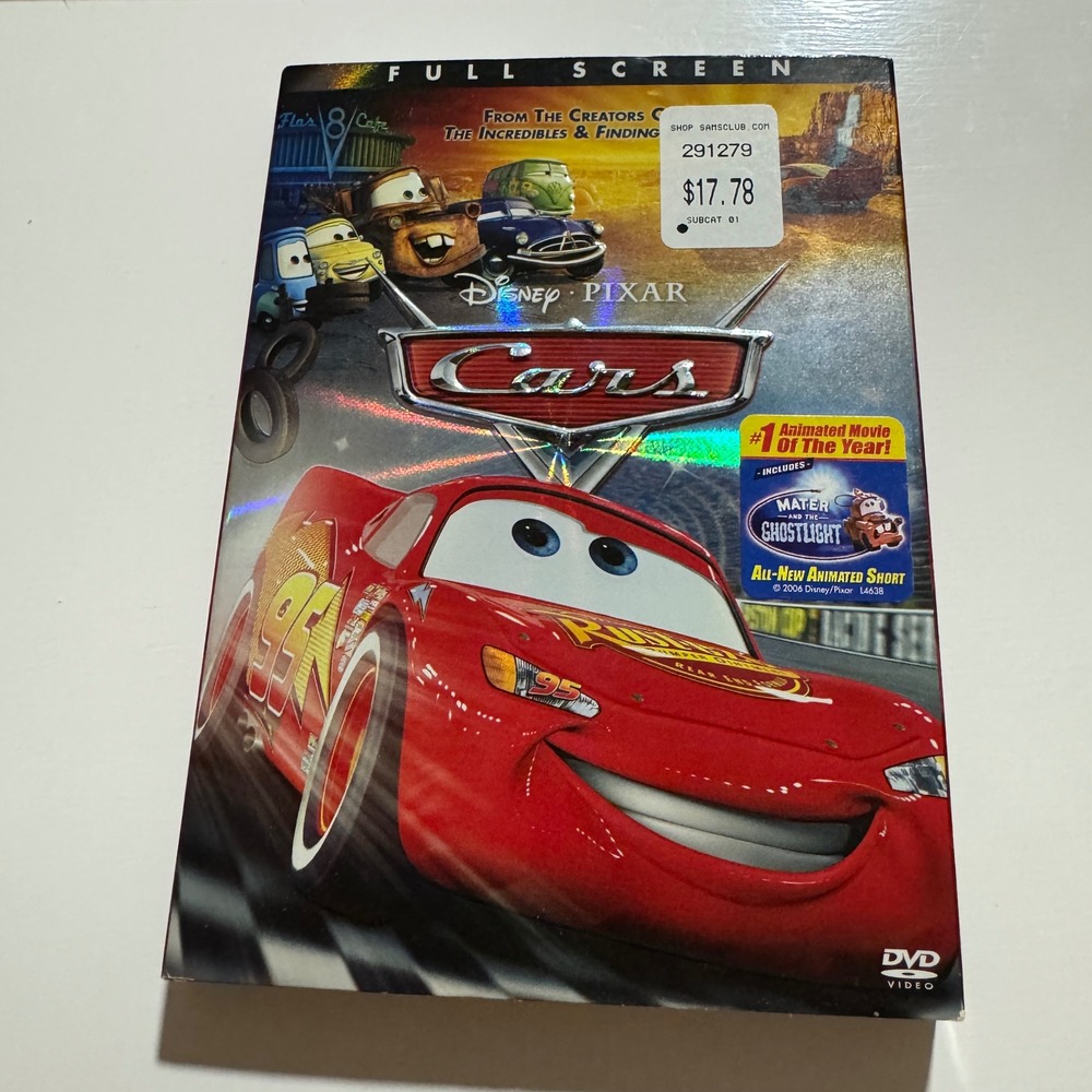 Disney Pixar Cars DVD 2006 Full Screen New Sealed with Slipcover Mater McQueen